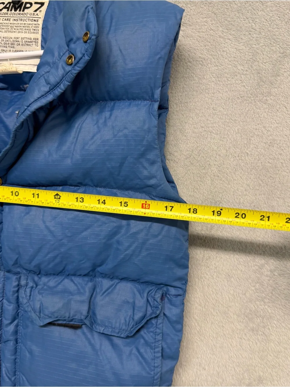 Vintage Camp 7 Prime Down Puffer Jacket Vest Blue Ski USA 1980s Gorp Mens Small